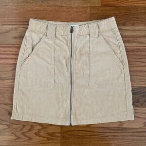 Y2K Preppy Hollister Corduroy Mini Skirt Tan Ultra High Rise Sz 5 Casual Basic